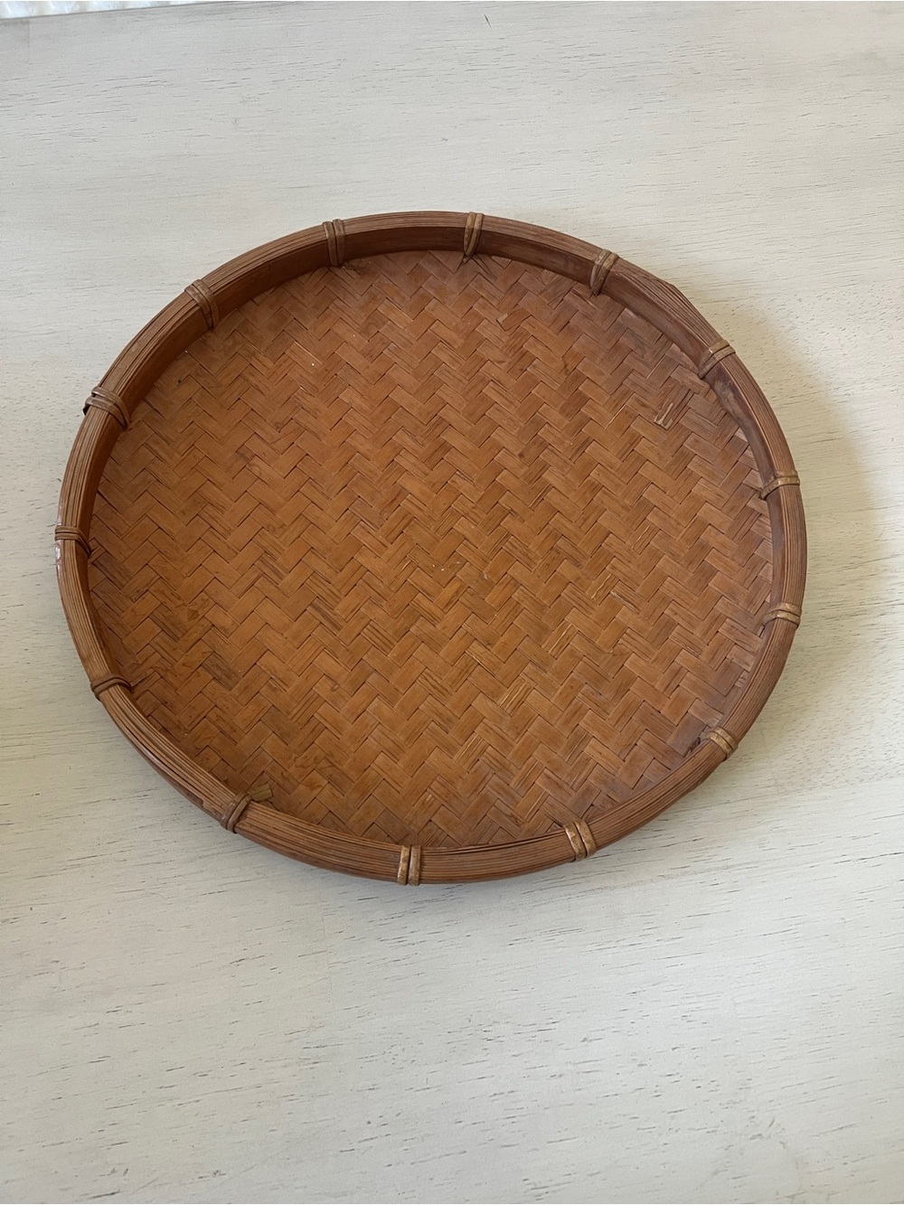 Source Unknown Woven Brown Round Serving Tray